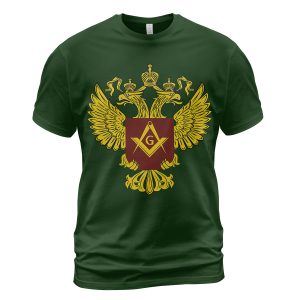 Freemason T-shirt The Double-Headed Eagle With Crown Symbol Forest Green