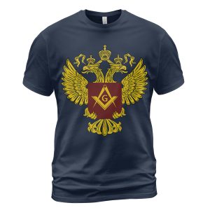 Freemason T-shirt The Double-Headed Eagle With Crown Symbol Navy