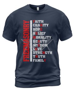 Freemason T-shirt Faith Charity Hope Family Navy