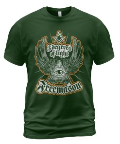 Freemason T-shirt Masonic Eye 3 Degrees Of Light Forest Green