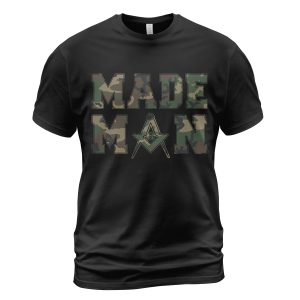 Freemason T-shirt Made Man Mason Symbol Camo Black