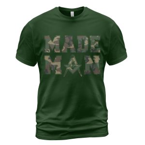 Freemason T-shirt Made Man Mason Symbol Camo Forest Green