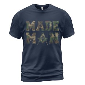 Freemason T-shirt Made Man Mason Symbol Camo Navy
