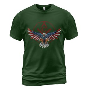 Freemason T-shirt Flag Eagle Red Mason Symbol Forest Green