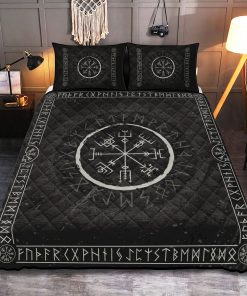 Viking Quilt Bedding Set Vegvisir Rune Norse Vintage 1