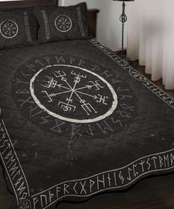 Viking Quilt Bedding Set Vegvisir Rune Norse Vintage 3