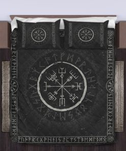 Viking Quilt Bedding Set Vegvisir Rune Norse Vintage 4