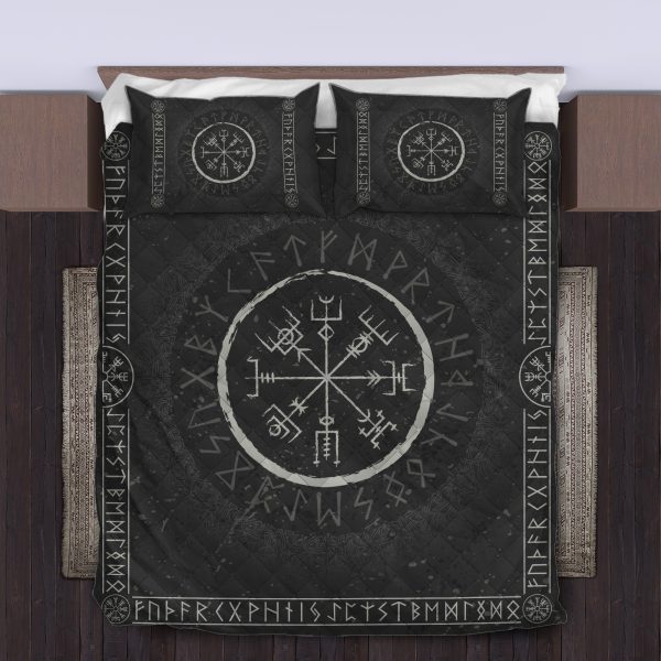 Viking Quilt Bedding Set Vegvisir Rune Norse Vintage 4