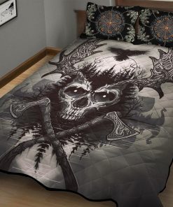 Viking Quilt Bedding Set Raven Axe Skull 2