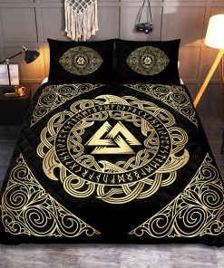 Viking Quilt Bedding Set Valknut Celtic Knot Pattern 1