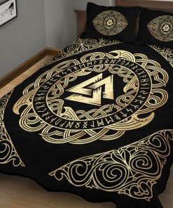 Viking Quilt Bedding Set Valknut Celtic Knot Pattern 2