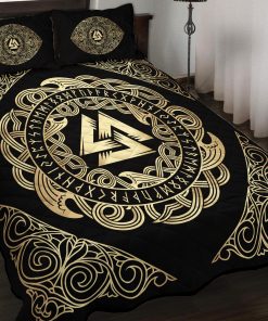 Viking Quilt Bedding Set Valknut Celtic Knot Pattern 3