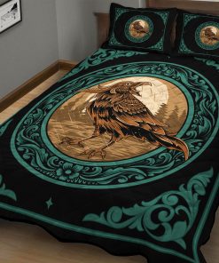 Viking Quilt Bedding Set Vintage Raven Pattern 2