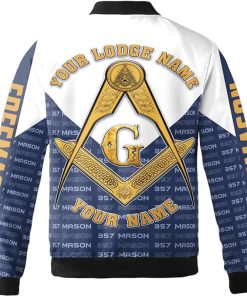 Freemason Bomber Jacket Personalized Gold Symbol Back