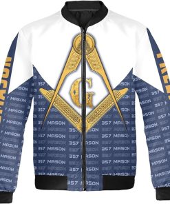 Freemason Bomber Jacket Personalized Gold Symbol Front