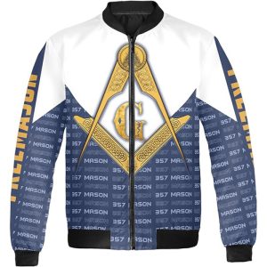 Freemason Bomber Jacket Personalized Gold Symbol Front