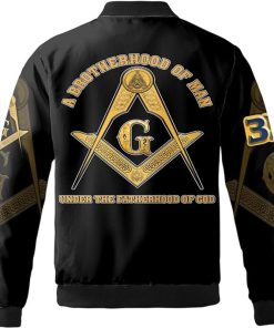 Freemason Bomber Jacket Personalized Under The Fatherhood Of God Back