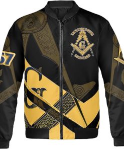 Freemason Bomber Jacket Personalized Under The Fatherhood Of God Front