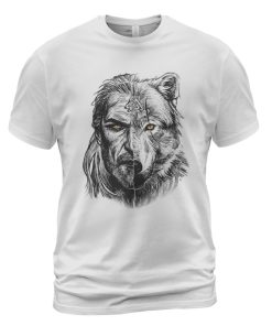 Viking T-shirt Wolf Warrior Valknut White