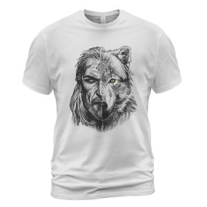 Viking T-shirt Wolf Warrior Valknut White