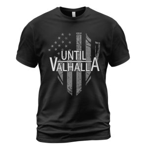Viking T-shirt Flag Shield Until Valhalla Black