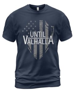 Viking T-shirt Flag Shield Until Valhalla Navy