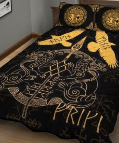 Viking Quilt Bedding Set Geri and Freki - Huginn and Muninn