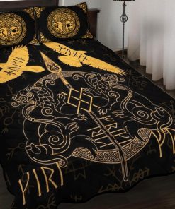 Viking Quilt Bedding Set Geri and Freki - Huginn and Muninn