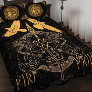 Viking Quilt Bedding Set Geri and Freki - Huginn and Muninn