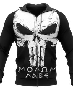 Spartan Hoodie Skull Molon Labe Come And Take It Zip