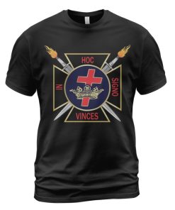 Knights Templar T-shirt Crown and Cross In Hoc Signo Vinces Black