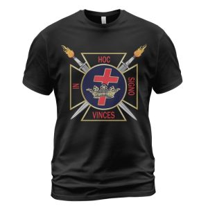 Knights Templar T-shirt Crown and Cross In Hoc Signo Vinces Black