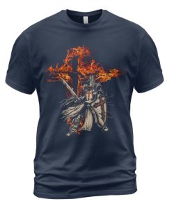 Knights Templar T-shirt Warrior And Fiery Cross Navy