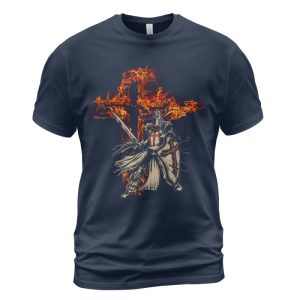 Knights Templar T-shirt Warrior And Fiery Cross Navy