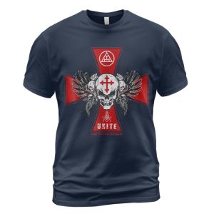Knights Templar T-shirt Skull Cross Join The Last Crusade Navy