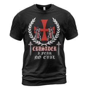 Knights Templar T-shirt Crusader I Fear No Evil Cross Black