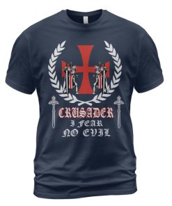 Knights Templar T-shirt Crusader I Fear No Evil Cross Navy