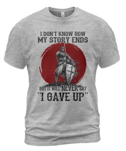 Knights Templar T-shirt Never Say 'I Gave Up' Heather Grey