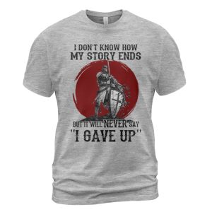 Knights Templar T-shirt Never Say 'I Gave Up' Heather Grey