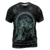 Viking T-Shirt Fenrir Wolf Design Winter With Snowflakes Front