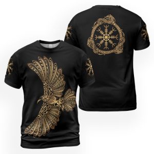 Viking T-Shirt Raven The Helm of Awe Golden Color 2
