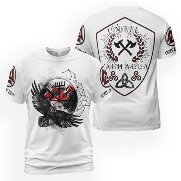 Viking T-shirt Raven Unil Valhalla Shield 2