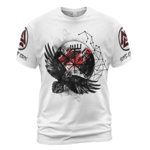 Viking T-shirt Raven Unil Valhalla Shield Front