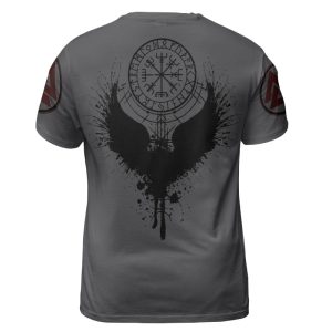 Viking T-shirt Black Raven Vegvisir Valknut Back