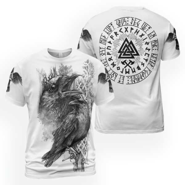 Viking T-shirt Huginn and Muninn Ravens Valknut Rune 2