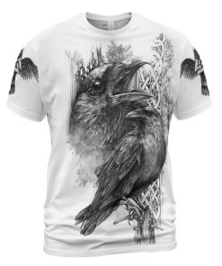 Viking T-shirt Huginn and Muninn Ravens Valknut Rune Front