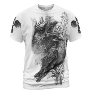 Viking T-shirt Huginn and Muninn Ravens Valknut Rune Front