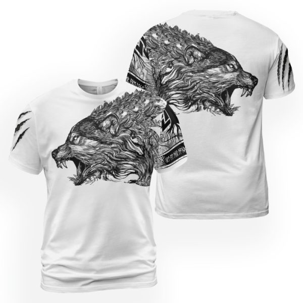 Viking T-shirt Wolf Art Claws Scratch 2