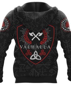 Viking Hoodie Until Valhalla Axe Valknut Rune Back