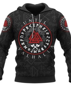 Viking Hoodie Until Valhalla Axe Valknut Rune Shield